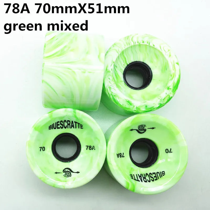 4pcs 70mm 51mm 80 duro Longboard Wheel for 70mm Skateboard Tire 80A Durable Elastic PU Ruedas for Road Street Skate Board Rodas