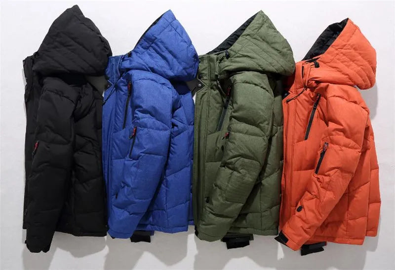 New Winter Jacket Men Casual White Duck Down Warm Hooded Coats Mens Outwear Windbreaker Thicken Parkas 4XL Abrigo Hombre Casaco