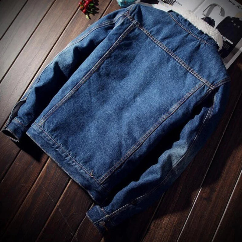 Denim Jacket Men Winter Streetwear Fashion Turn Down Fur Collar Windbreaker Cowboy Jackets Men's Outwear Hip Hop Jeans Coats 6XL