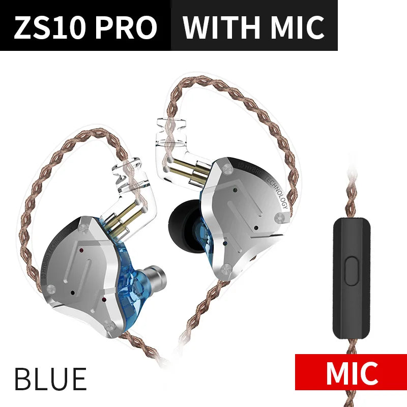 KZ ZS10 Pro 4BA 1DD Hybrid In Ear Metal Earphones10 Drivers HIFI Bass Earbuds Monitor Sport Noise Cancelling Headset ZSX ZAX Z3
