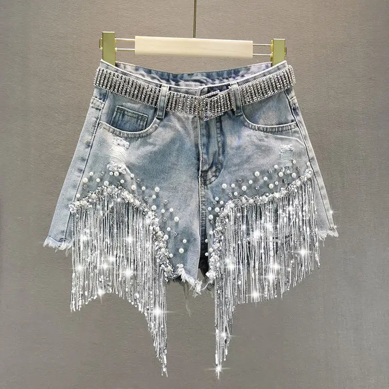 Women's High-Waist Wide-Leg Denim Shorts