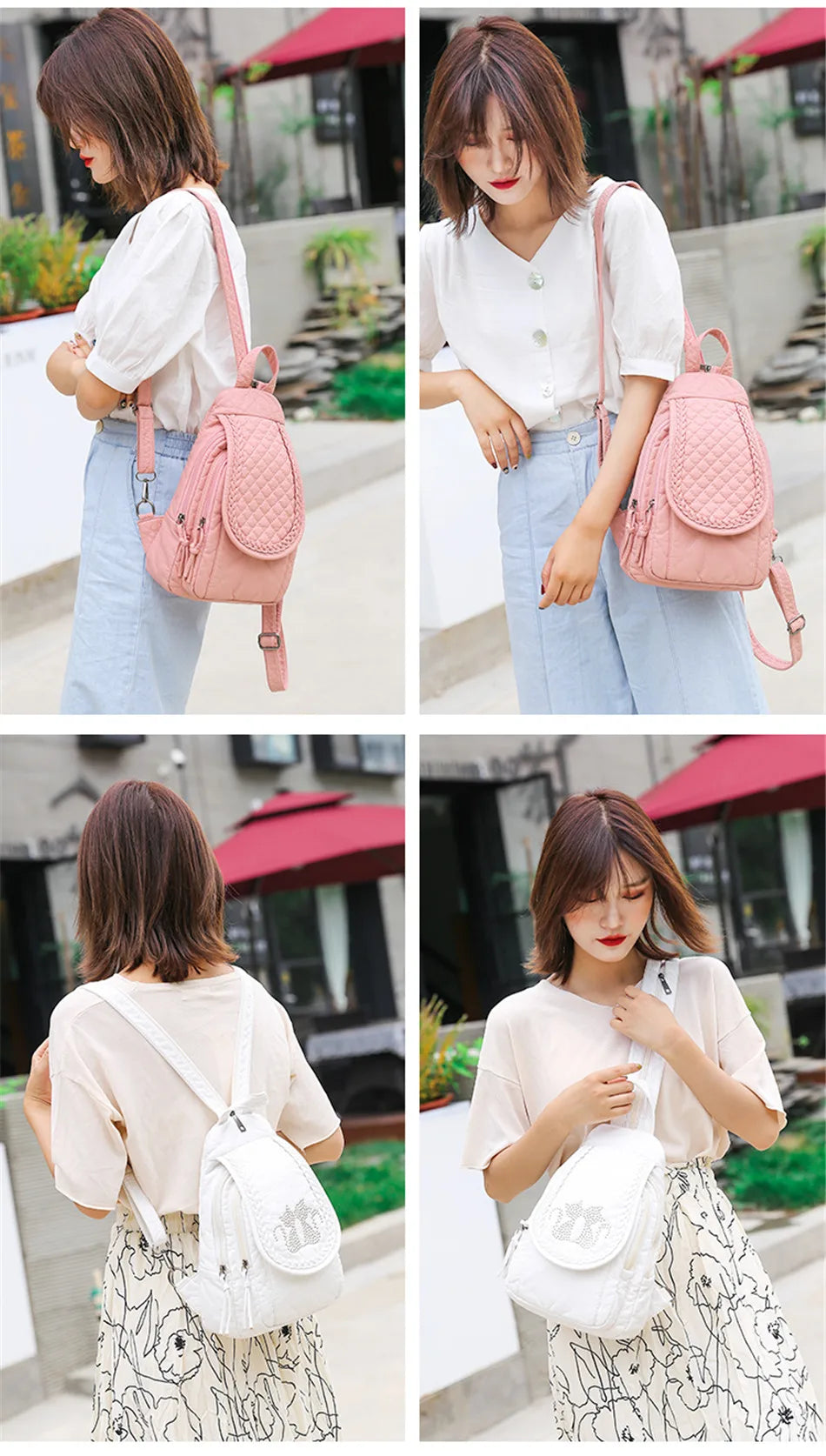Hot White Women Backpack Female Washed Soft Leather Backpacks Ladies Sac A Dos School Bags for Girls Travel Back Pack Rucksacks