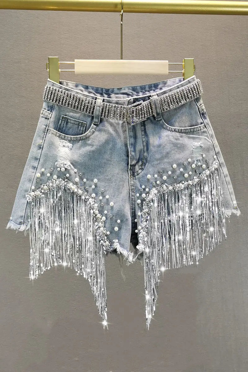 Women's High-Waist Wide-Leg Denim Shorts