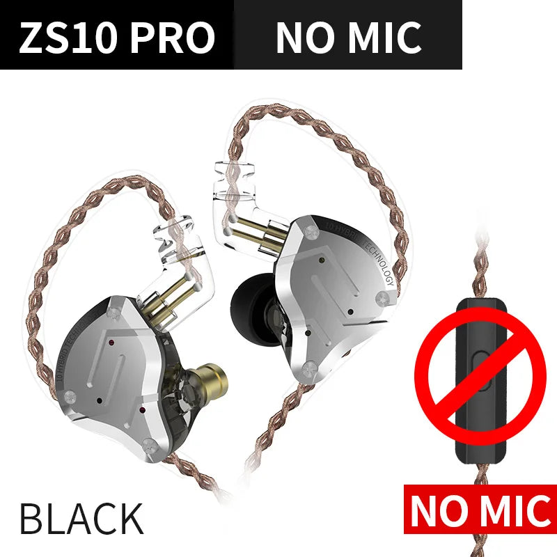 KZ ZS10 Pro 4BA 1DD Hybrid In Ear Metal Earphones10 Drivers HIFI Bass Earbuds Monitor Sport Noise Cancelling Headset ZSX ZAX Z3