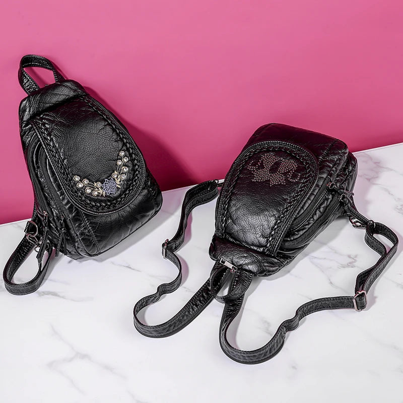 Hot White Women Backpack Female Washed Soft Leather Backpacks Ladies Sac A Dos School Bags for Girls Travel Back Pack Rucksacks