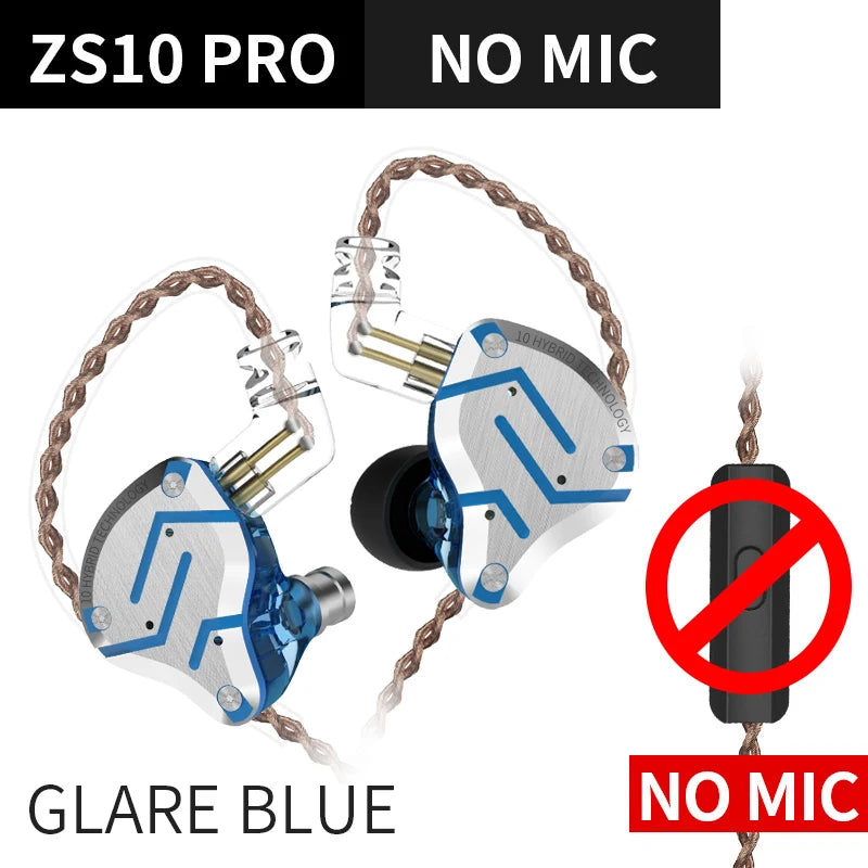 KZ ZS10 Pro 4BA 1DD Hybrid In Ear Metal Earphones10 Drivers HIFI Bass Earbuds Monitor Sport Noise Cancelling Headset ZSX ZAX Z3