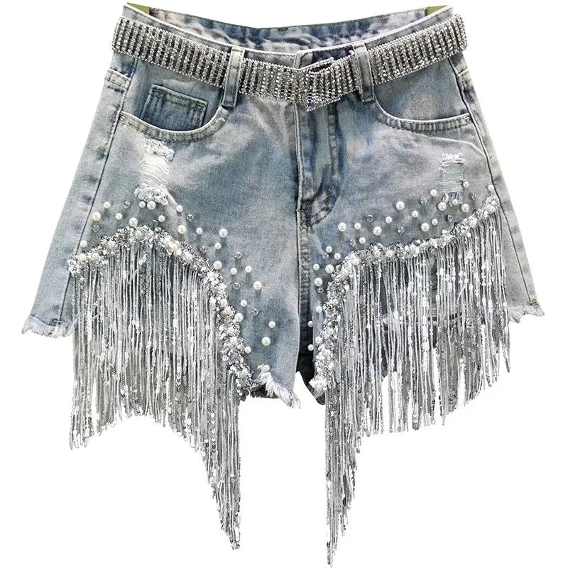 Women's High-Waist Wide-Leg Denim Shorts