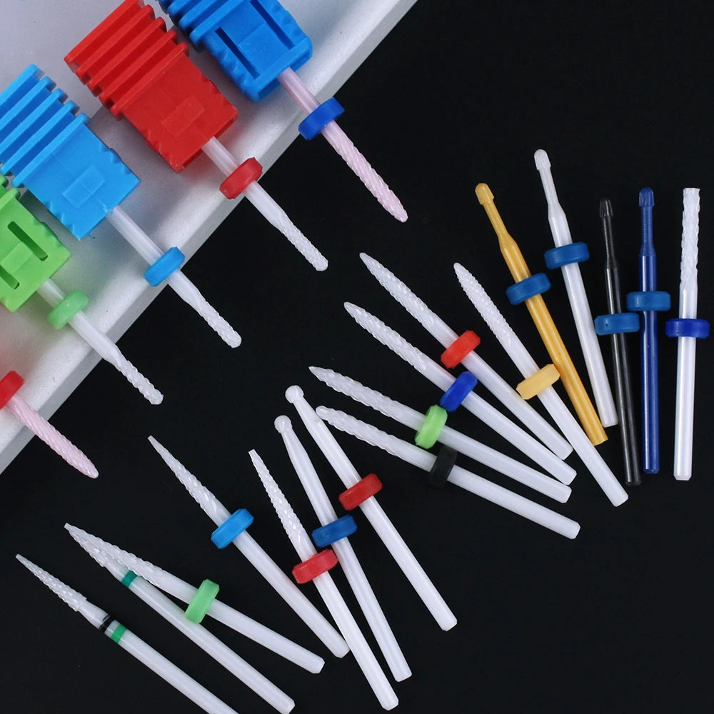 Ceramic Nail Drill Bit Milling Cutter for Electric Manicure Drill Bits Flame Corn Files for Pedicure Machine Polish Accessory