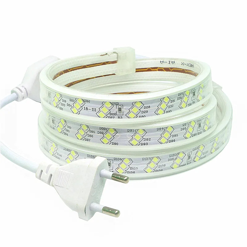 1-100M LED Tape AC220V LED 60-276LEDS With EU SMD 2835 5050 High Safety Brightness Flexible Strip Outdoor Waterproof Strip Light