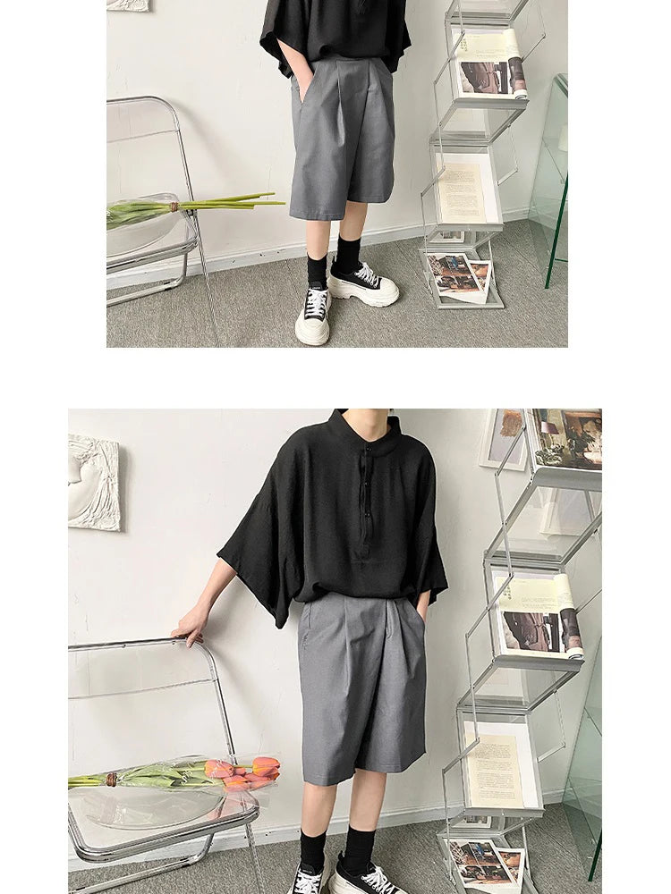 Summer Oversize Shirt Men's Fashion Black White Casual Shirt Men Streetwear Korean Loose Short Sleeve Shirts Mens Pullover Shirt
