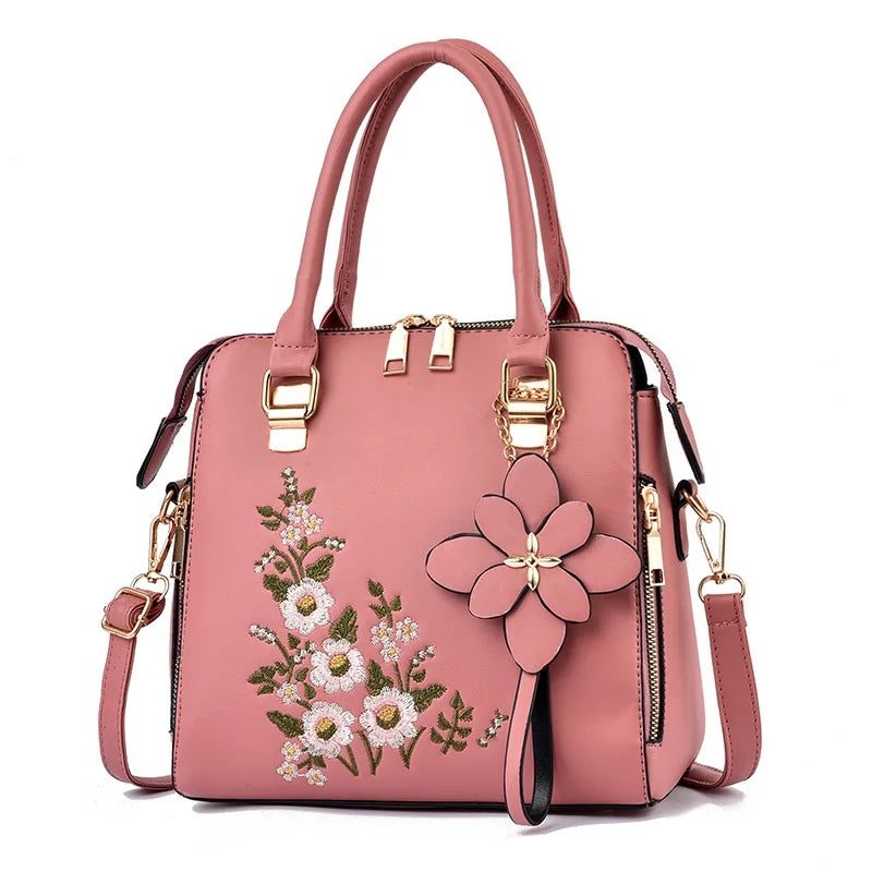 Yogodlns Luxury Embroidery Handbag For Women PU Leather Tassel Crossbody Bag Designer Handle Bag Brand Female Shoudler Bag bolso
