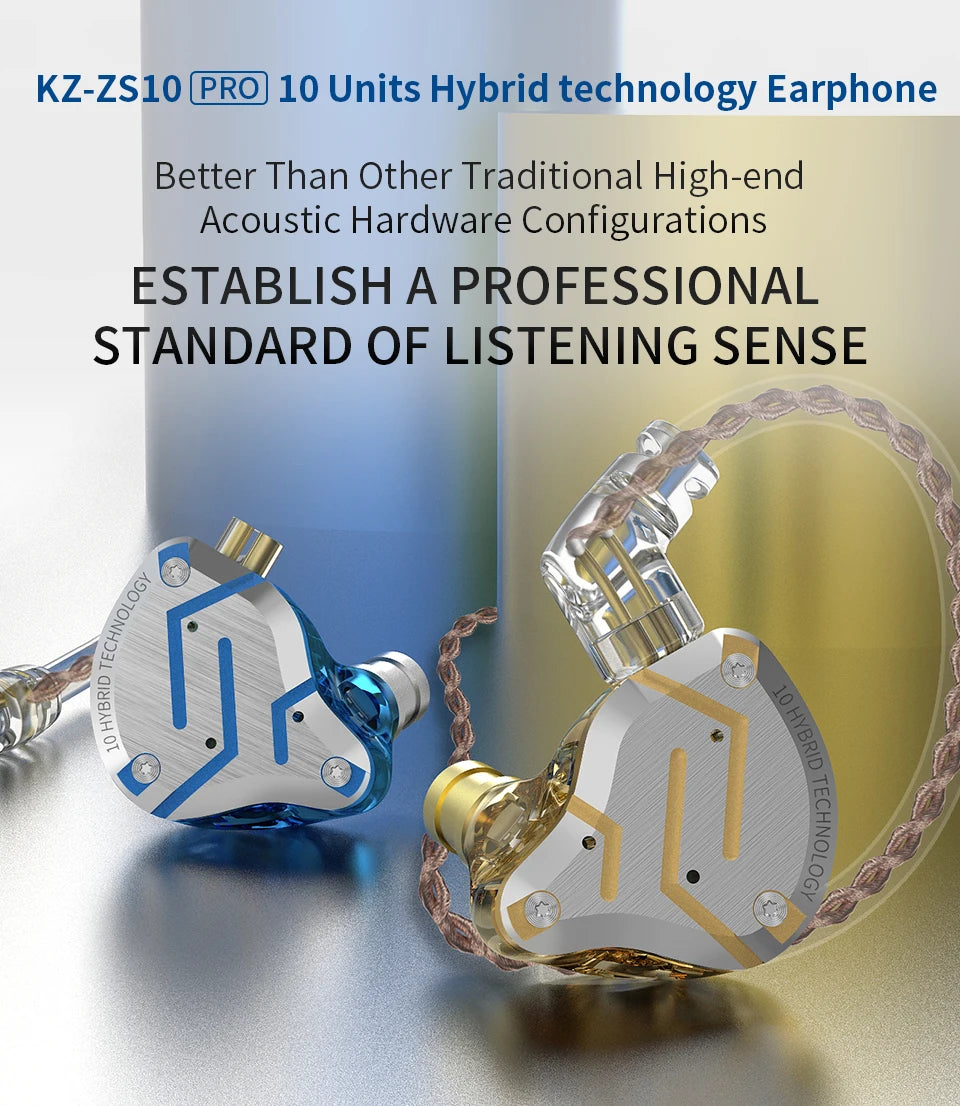 KZ ZS10 Pro 4BA 1DD Hybrid In Ear Metal Earphones10 Drivers HIFI Bass Earbuds Monitor Sport Noise Cancelling Headset ZSX ZAX Z3