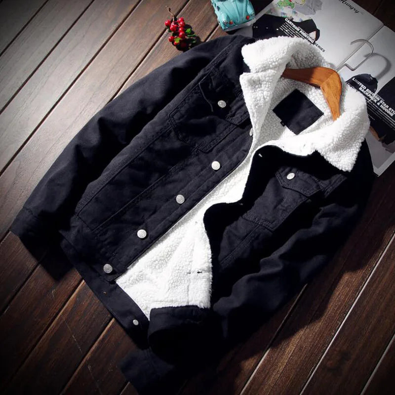 Denim Jacket Men Winter Streetwear Fashion Turn Down Fur Collar Windbreaker Cowboy Jackets Men's Outwear Hip Hop Jeans Coats 6XL