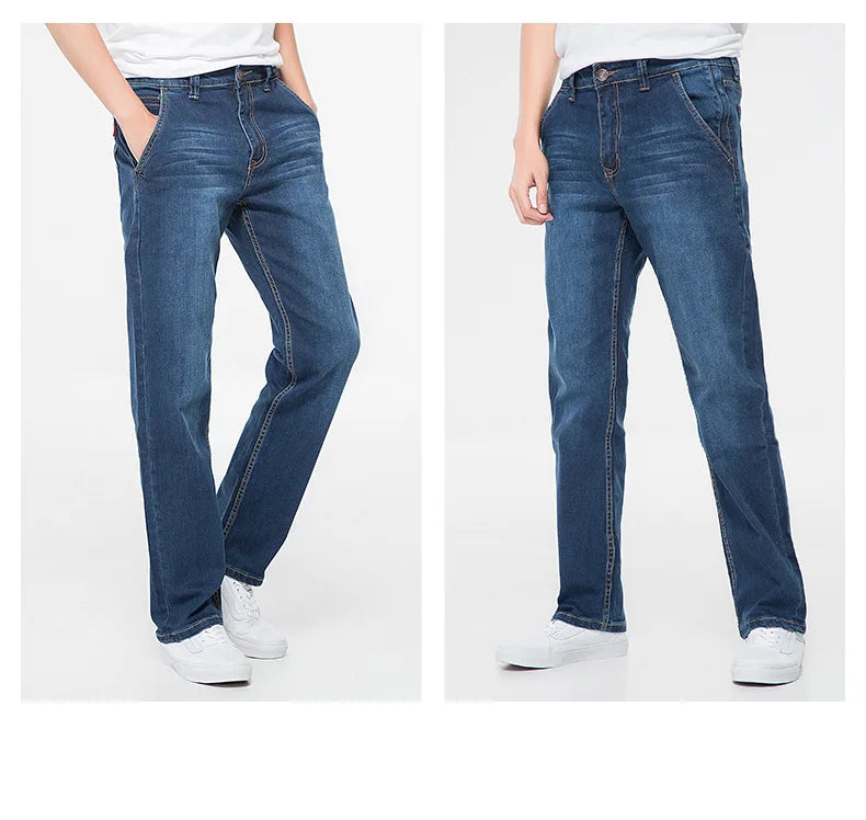 42 44 46 48 large size men's loose denim jeans autumn and winter brand clothing high quality anti-theft zipper pocket jeans
