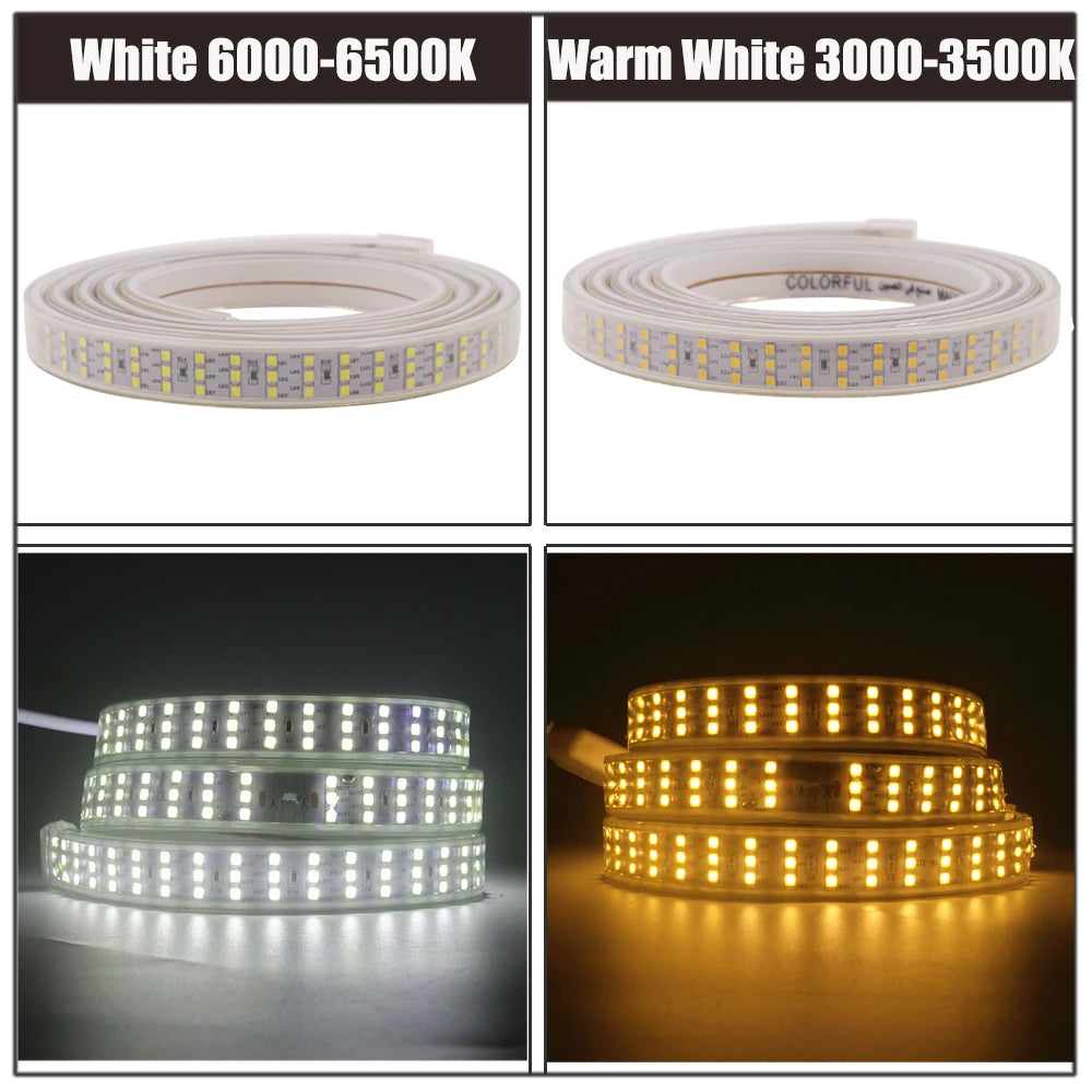 1-100M LED Tape AC220V LED 60-276LEDS With EU SMD 2835 5050 High Safety Brightness Flexible Strip Outdoor Waterproof Strip Light