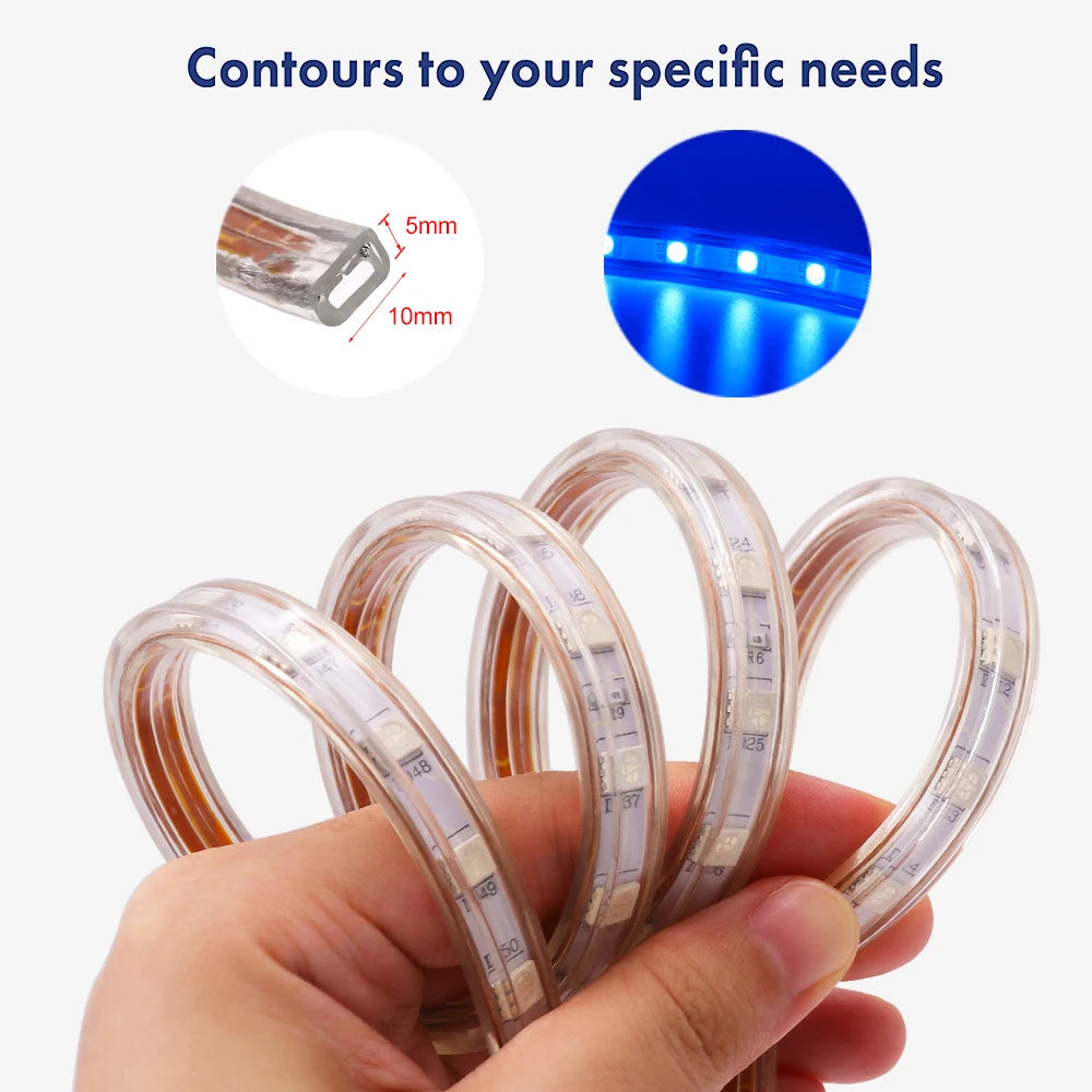 1-100M LED Tape AC220V LED 60-276LEDS With EU SMD 2835 5050 High Safety Brightness Flexible Strip Outdoor Waterproof Strip Light