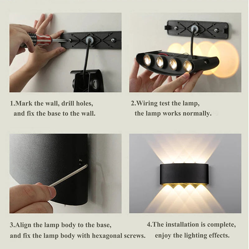 Led Wall Lamps Outdoor Indoor Waterproof IP65 wall lights for home AC110-220V 2/4/6/8/10/12W Garden Lights Outdoor Light decor