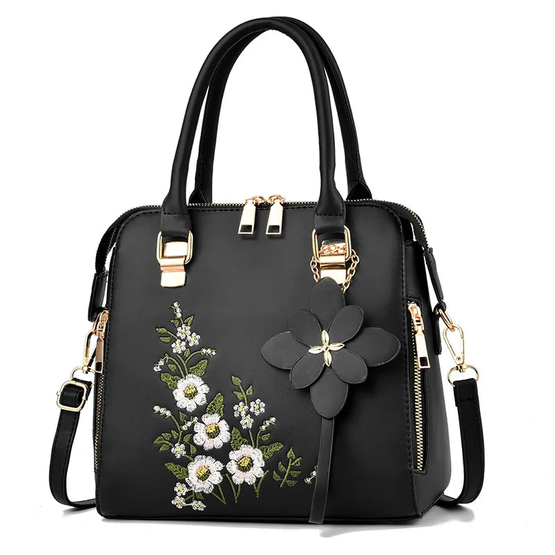 Yogodlns Luxury Embroidery Handbag For Women PU Leather Tassel Crossbody Bag Designer Handle Bag Brand Female Shoudler Bag bolso