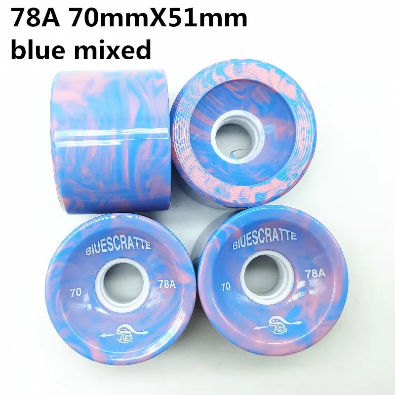 4pcs 70mm 51mm 80 duro Longboard Wheel for 70mm Skateboard Tire 80A Durable Elastic PU Ruedas for Road Street Skate Board Rodas