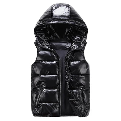 DIMUSI Men's Vest Winter Fashion Silver Male Cotton-Padded Hooded Coats Sleeveless Jackets Casual Thick Waistcoats Mens Clothing