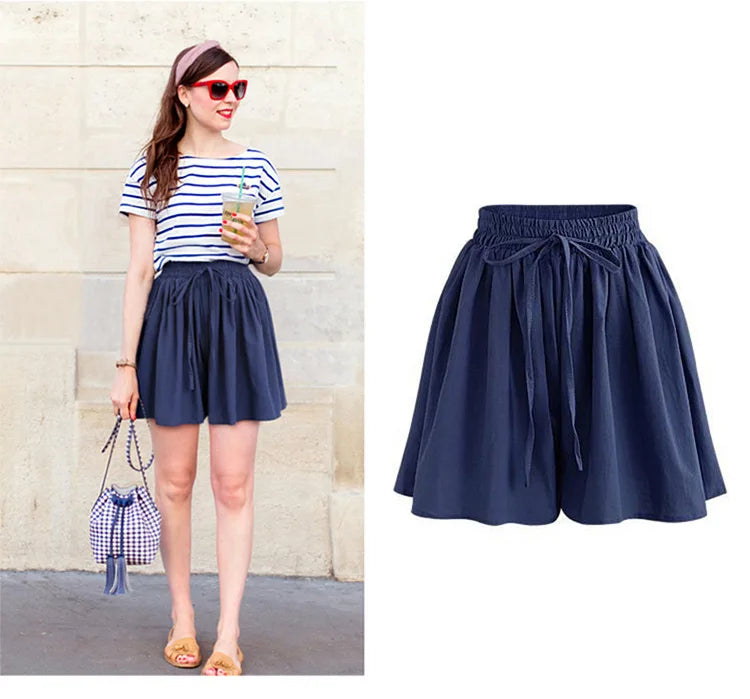 Summer Women Shorts High Waist Loose Chiffon Shorts Female Slacks Female Shorts 8001