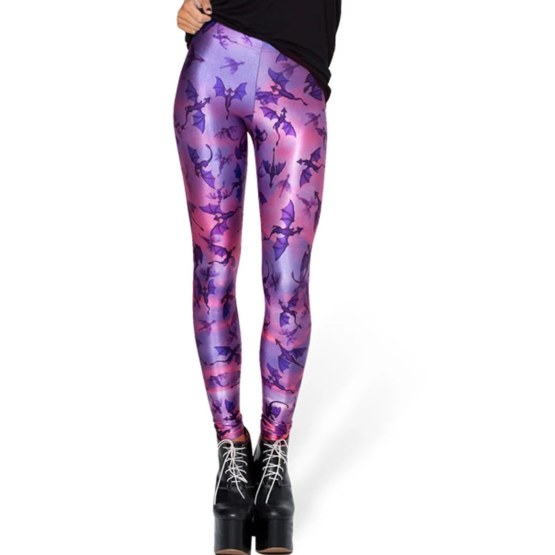 Summer Women Mermaid Printed Galaxy Leggings Animal Donald Duck Cartoon Characters  Legging Pants Black Milk Leggins G L-1467