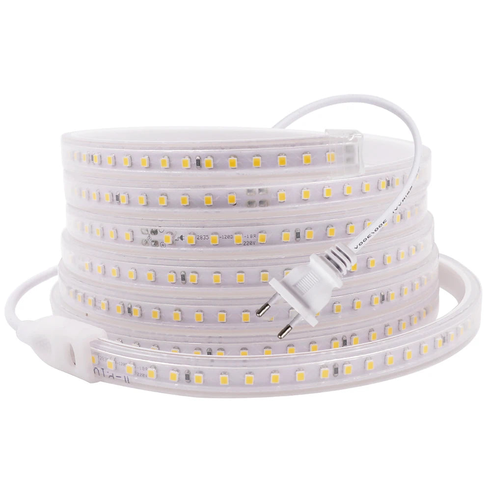 1-100M LED Tape AC220V LED 60-276LEDS With EU SMD 2835 5050 High Safety Brightness Flexible Strip Outdoor Waterproof Strip Light