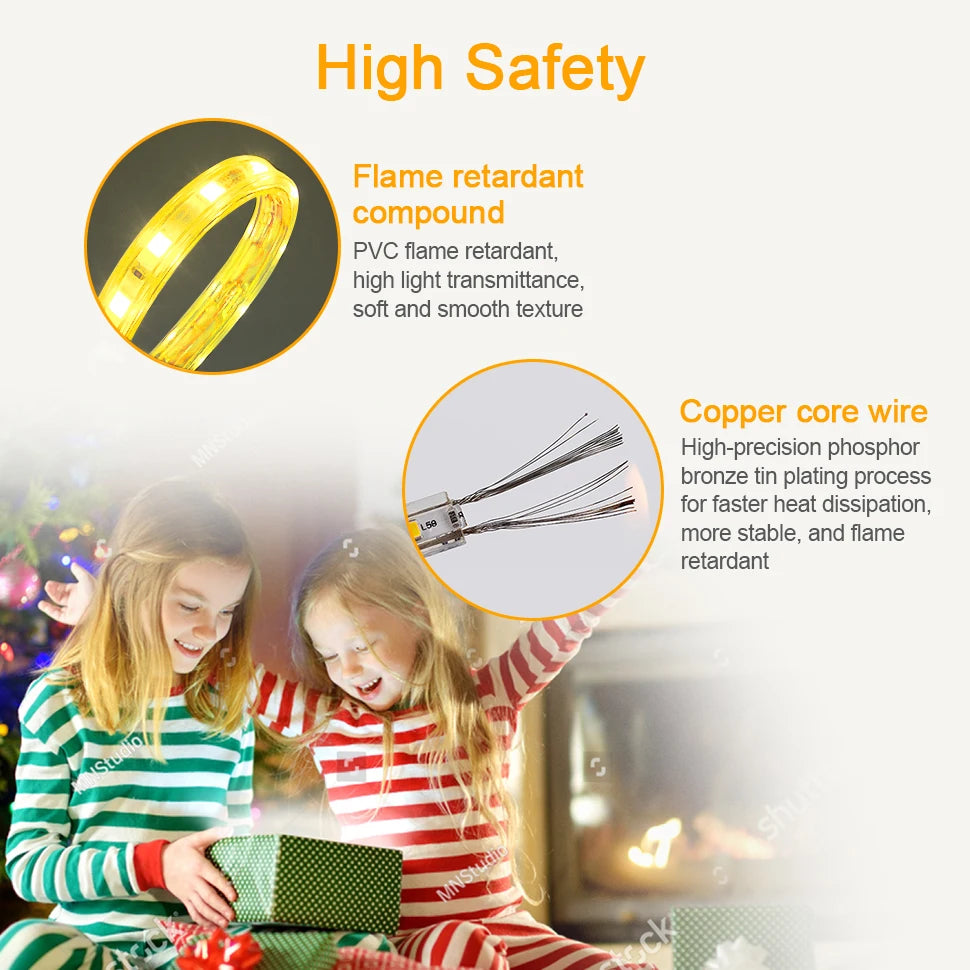 1-100M LED Tape AC220V LED 60-276LEDS With EU SMD 2835 5050 High Safety Brightness Flexible Strip Outdoor Waterproof Strip Light
