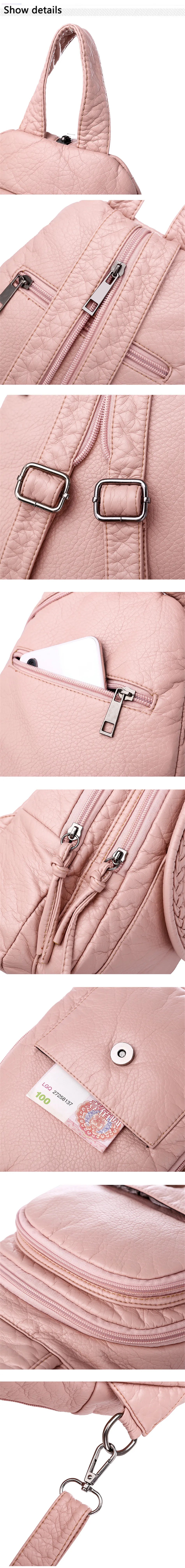 Hot White Women Backpack Female Washed Soft Leather Backpacks Ladies Sac A Dos School Bags for Girls Travel Back Pack Rucksacks