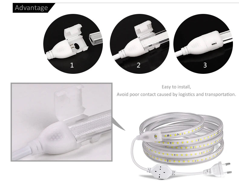 1-100M LED Tape AC220V LED 60-276LEDS With EU SMD 2835 5050 High Safety Brightness Flexible Strip Outdoor Waterproof Strip Light