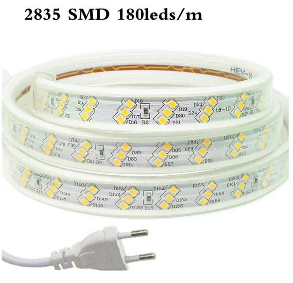 1-100M LED Tape AC220V LED 60-276LEDS With EU SMD 2835 5050 High Safety Brightness Flexible Strip Outdoor Waterproof Strip Light