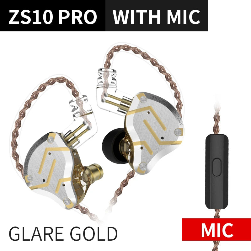 KZ ZS10 Pro 4BA 1DD Hybrid In Ear Metal Earphones10 Drivers HIFI Bass Earbuds Monitor Sport Noise Cancelling Headset ZSX ZAX Z3