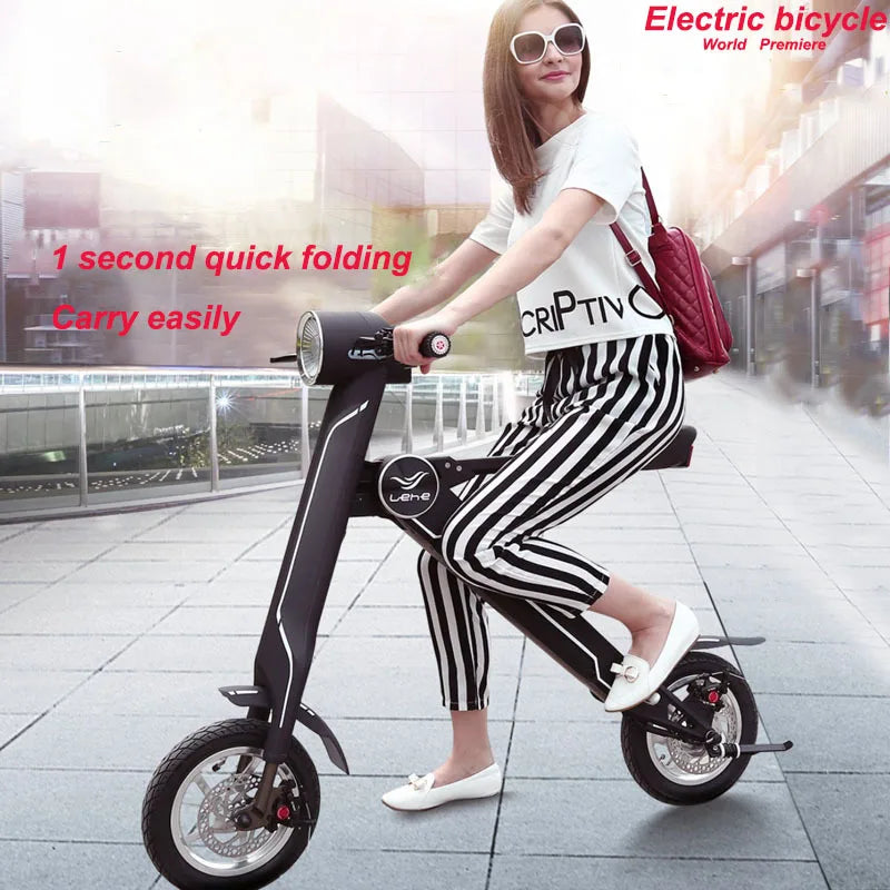 12"LEHE Electric scooter Smart city walking electric bicycle mini folding  electric bike instead  walking tool 36v li-ion ebike