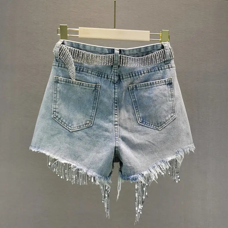 Women's High-Waist Wide-Leg Denim Shorts