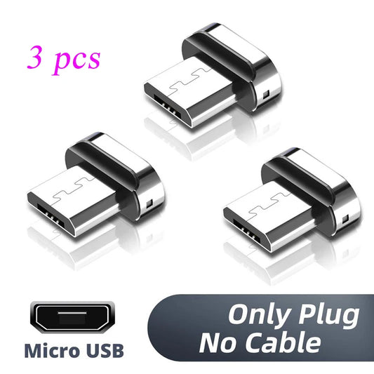 3 PCS Square Magnetic Tips for Mobile Phone Replacement Parts Micro Type C Magnet Charger Cable Plug Converter Charging Adapter