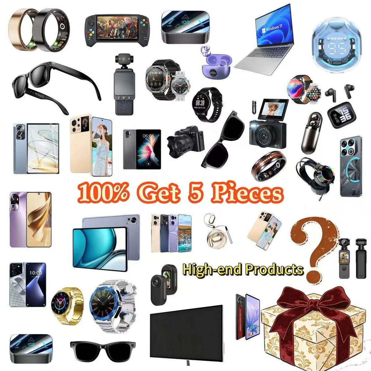 High Quality Electronics Mystery Festival Gift Random Boxes with 5 Pieces Smartphone 5g Smart Watch Earphone Surprise Blind Box