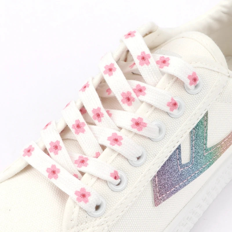 New Sakura Shoelaces Flat Little Daisies Shoe laces High-top Canvas Sneakers Shoelace AF1 Laces Shoe Strings 100/120/140/160CM