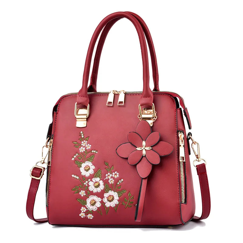 Yogodlns Luxury Embroidery Handbag For Women PU Leather Tassel Crossbody Bag Designer Handle Bag Brand Female Shoudler Bag bolso