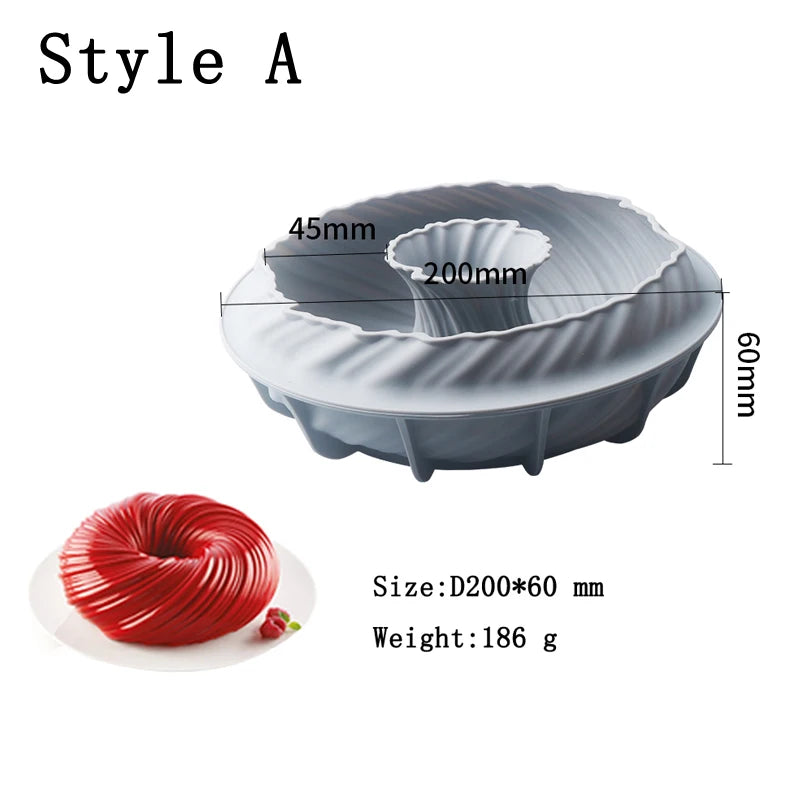 Meibum Spiral Donut French Dessert Silicone Cake Mold Homemade Party Chocolate Mousse Pastry Mould Decorating Tray Baking Tools