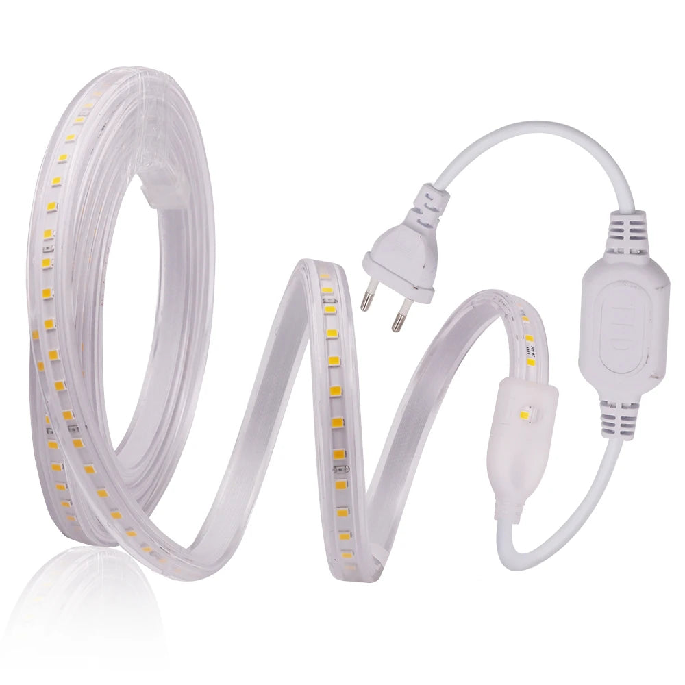 1-100M LED Tape AC220V LED 60-276LEDS With EU SMD 2835 5050 High Safety Brightness Flexible Strip Outdoor Waterproof Strip Light