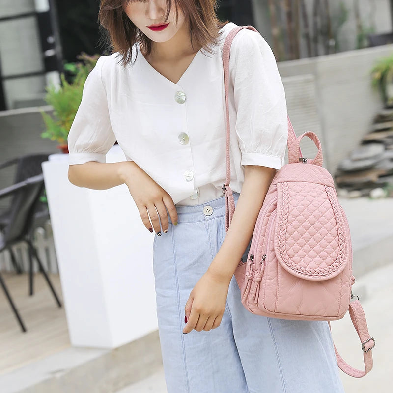 Hot White Women Backpack Female Washed Soft Leather Backpacks Ladies Sac A Dos School Bags for Girls Travel Back Pack Rucksacks