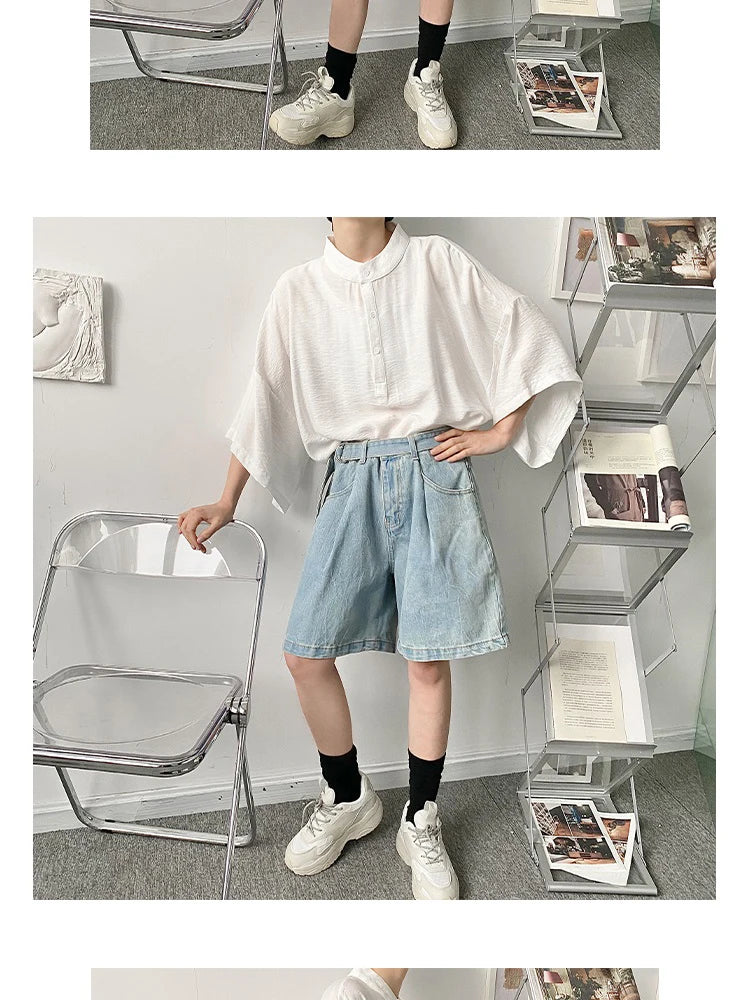 Summer Oversize Shirt Men's Fashion Black White Casual Shirt Men Streetwear Korean Loose Short Sleeve Shirts Mens Pullover Shirt
