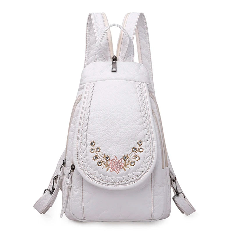 Hot White Women Backpack Female Washed Soft Leather Backpacks Ladies Sac A Dos School Bags for Girls Travel Back Pack Rucksacks