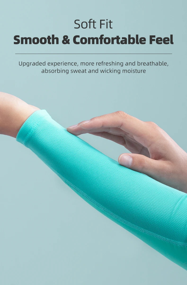 ROCKBROS Ice Silk Cycling Arm Sleeves Breathable Basketball Running Camping Summer Sports Arm Sleeves Bike Bicycle Arm Warmers