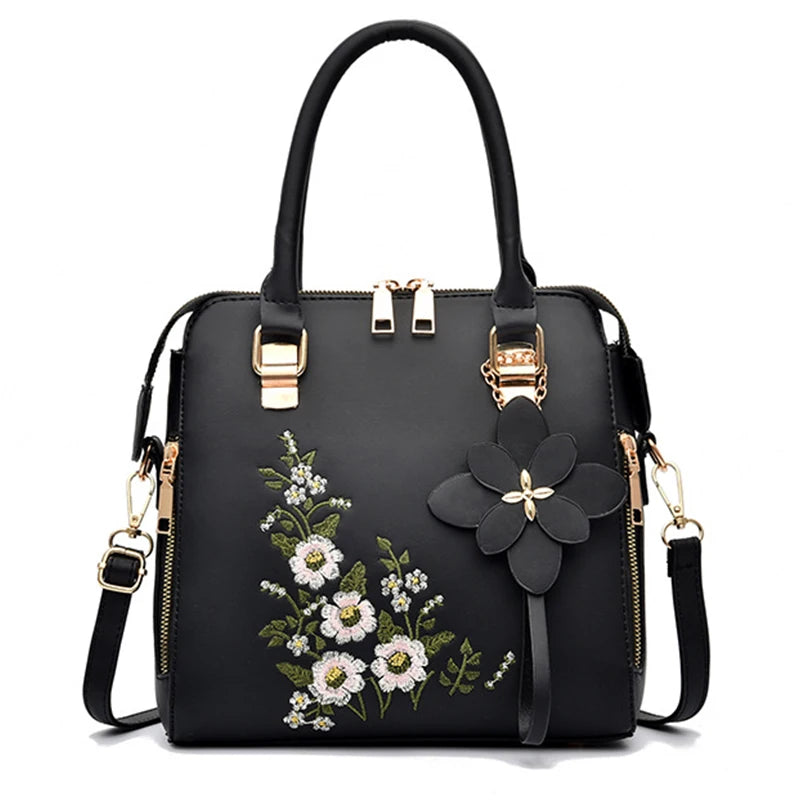 Yogodlns Luxury Embroidery Handbag For Women PU Leather Tassel Crossbody Bag Designer Handle Bag Brand Female Shoudler Bag bolso