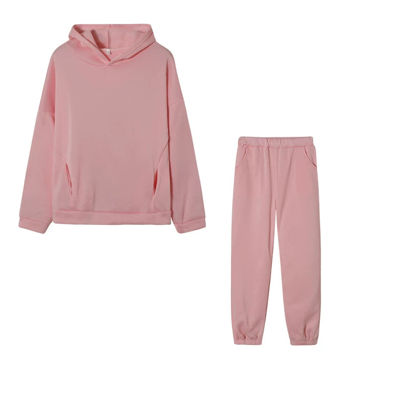 Monochrome Hooded Hoodie Set Casual European American Fashion 2-Piece Autumn Winter Hot Selling New Style