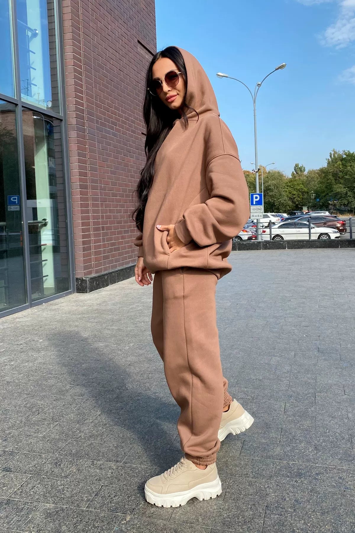 Monochrome Hooded Hoodie Set Casual European American Fashion 2-Piece Autumn Winter Hot Selling New Style
