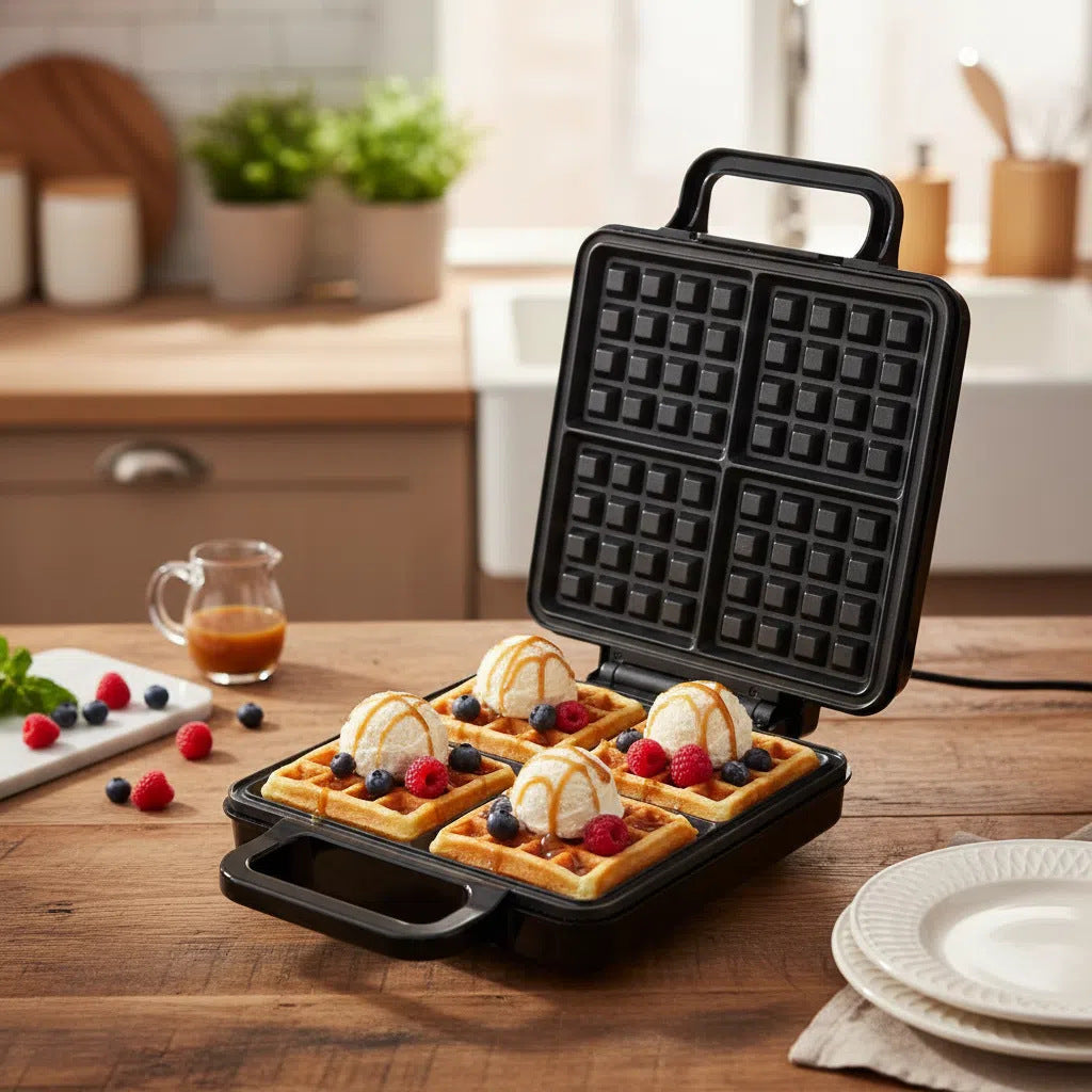 4-Slice Belgian Waffle Maker 1500W Double Heating Non-Stick Egg Cake Oven Pancake Egg Waffle Cake Machine Temperature Control