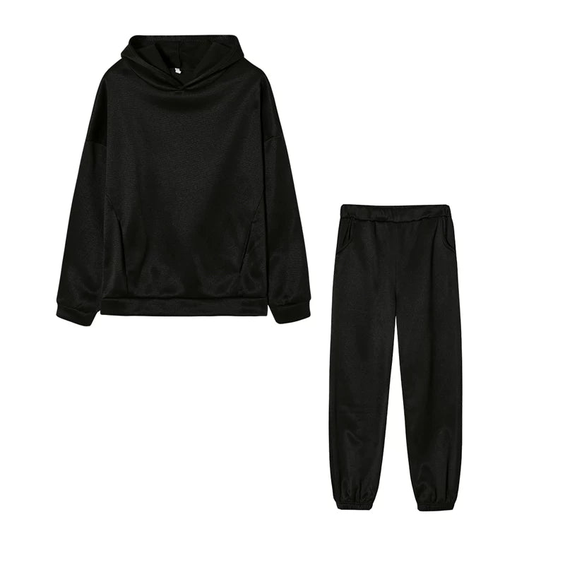 Monochrome Hooded Hoodie Set Casual European American Fashion 2-Piece Autumn Winter Hot Selling New Style