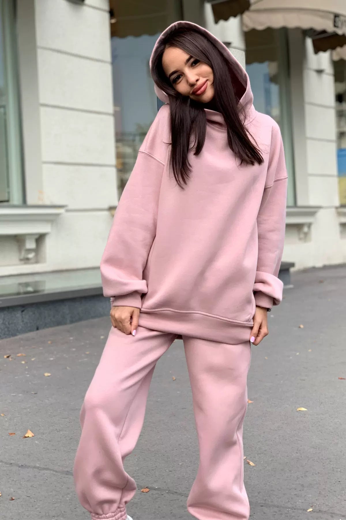 Monochrome Hooded Hoodie Set Casual European American Fashion 2-Piece Autumn Winter Hot Selling New Style
